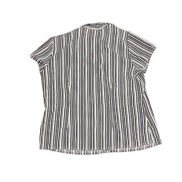 Notations Black White Striped Blouse Button Down Size XL Casual Preppy Retro - Picture 2 of 4